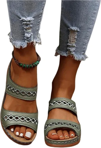 Vista 85 de Ladmiple Sandalias ortopédicas florales de moda 2023 con soporte de arco, zapatillas romanas casuales con puntera abierta
