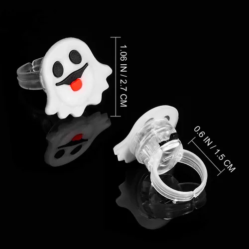 Vista 2 de Anillo de luz LED de Halloween para niños y adultos, anillo de dedo flash para cumpleaños, Halloween, fiesta, juguete suave parpadeante, goma