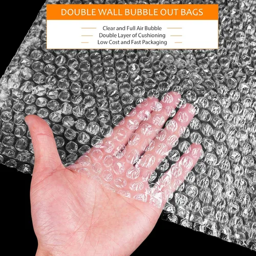 Vista 3 de 20 bolsas transparentes de burbujas, bolsas grandes de burbujas de 14 x 18 pulgadas para envío, doble bolsa de amortiguación de burbujas a prueba