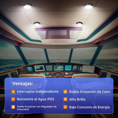 Vista 4 de RVZONE Luces de cúpula marinas para barco 12V LED Luces interiores para cabina de barco con interruptor de palanca de 5.5" Luz de cabina LED