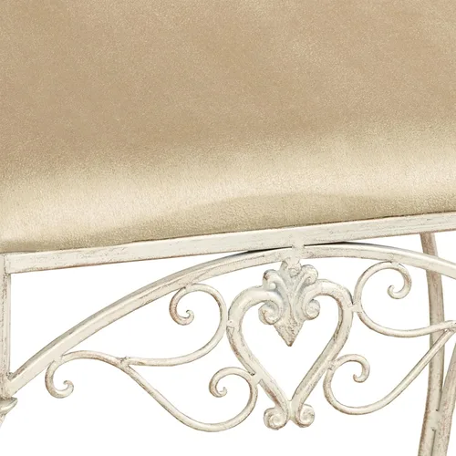 Vista 4 de Touch of Class Aldabella - Banco de tocador tapizado tradicional, color dorado cremoso, cojín de poliéster, metal hecho a mano, sillas