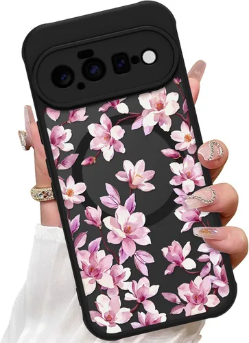 Vista 42 de ZIYE Funda magnética para Google Pixel 9 Pro XL de 6.8 pulgadas [compatible con MagSafe] funda de policarbonato duro y TPU suave con flor de cerezo