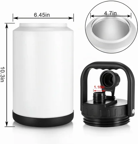 Vista 3 de Sursip Jarra de agua aislada de 1 galón, botella de agua grande de acero 128oz verde militar