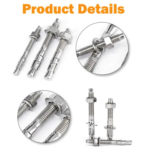 Vista 4 de Anclaje de hormigón de 1/2" x 2-3/4", anclaje de cuña de acero inoxidable 304 con excelente rendimiento antioxidante, kit de anclajes y tornillos