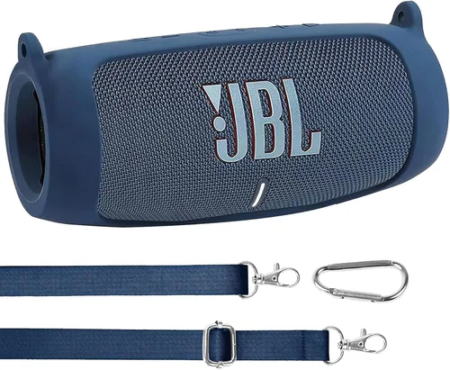 Vista 12 de co2CREA Funda de silicona para altavoz Bluetooth JBL Charge 5 portátil a prueba de agua, funda de viaje suave con correa para el hombro, funda