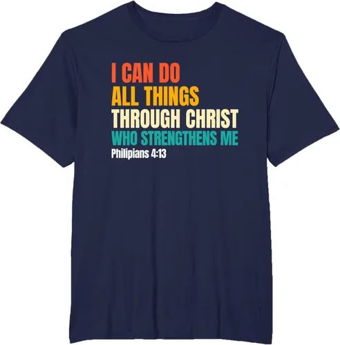 Vista 41 de I Can Do All Things Through Christ Christian Faith Camiseta, Negro, S