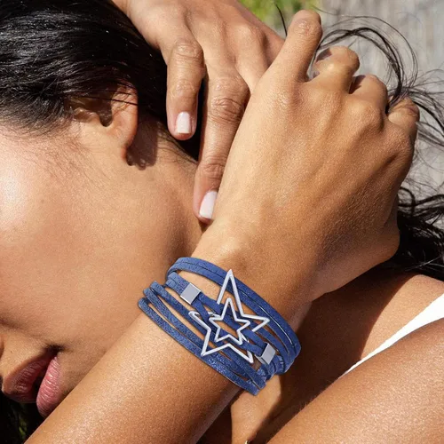 Vista 3 de Pulsera de cuero con forma de corazón para mujer, apilable, de cuero punk, para adolescentes y niñas, Cobre, otro