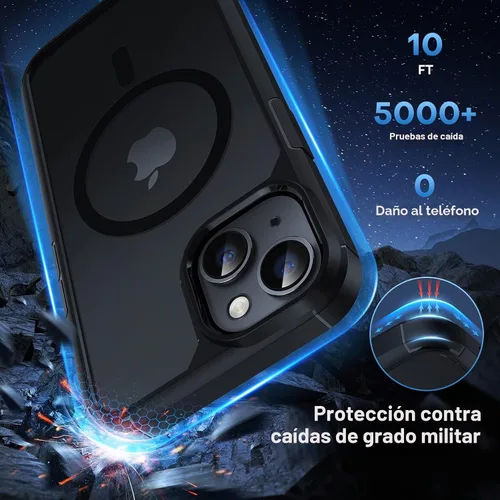 Vista 4 de TAURI Funda magnética 5 en 1 diseñada para iPhone 14 para iPhone 13, [compatible con MagSafe] con 2 protectores de pantalla + 2 protectores de lente