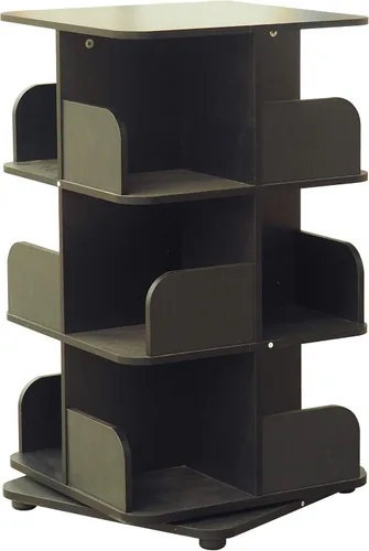 Vista 4 de Kings Brand Furniture - Estantería giratoria de 3 niveles, gabinete de almacenamiento multimedia, color negro
