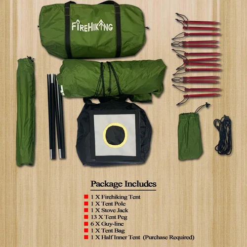 Vista 5 de FIREHIKING Tienda de Campaña Caliente - Tipi Ultraligero con Conector para Estufa para 1-2 Adultos