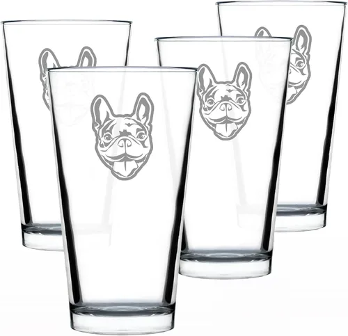 Vista 7 de Happy Frenchie - Vaso de pinta para cerveza, decoración divertida y única con temática de bulldog francés y regalos para hombres y mujeres, 16