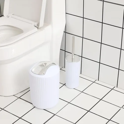 Vista 6 de YCOCO Juego de accesorios de baño, 8 piezas de plástico blanco con soporte para cepillos de dientes, taza de enjuague bucal, jabonera, dispensador
