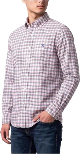 Vista 2 de Brooks Brothers Camisa Deportiva de Manga Larga sin Planchar con Botón para Hombre CORAL ROJO