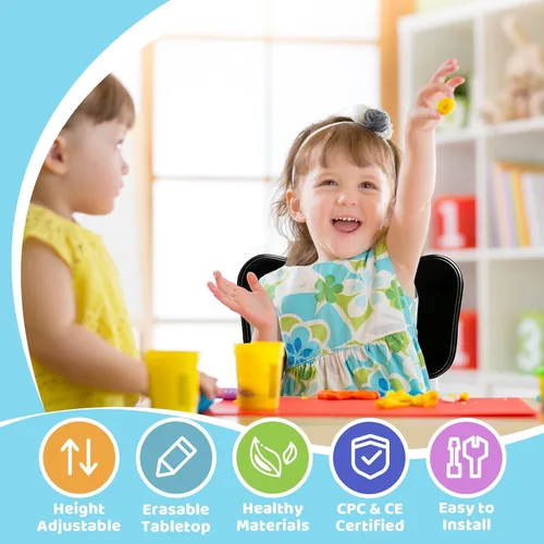 Vista 3 de FUNLIO Silla ajustable para niños (2 unidades), sillas de 3 niveles de altura ajustable para niños de 3 a 8 años, silla infantil resistente con Negro