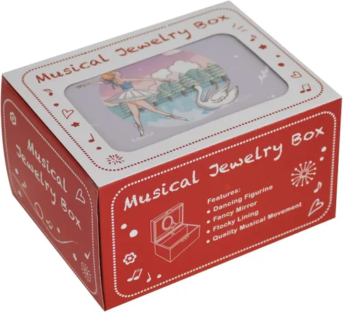 Vista 7 de LAxury Joyero musical de 5 pulgadas, diseño de cisne y bailarina, caja de joyería para niños, caja de joyería de bailarina, cajas de joyería
