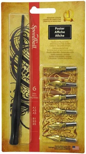 Vista 9 de Speedball B-Series Juego de Plumas de Caligrafía - 1 Portaplumas con 6 Plumillas