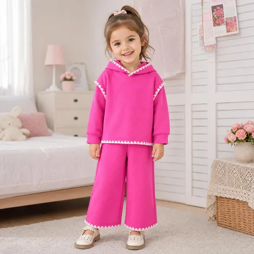 Vista 2 de Conjunto de sudadera para niñas pequeñas de 2 a 5 años Rosa fuerte