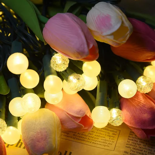 Vista 2 de Luces de Cadena con Globos, 70 Luces LED de Bolas Mixtas Enchufables con Certificación UL, Luces de Árbol de Navidad de 19 Pies, Luces de Hadas