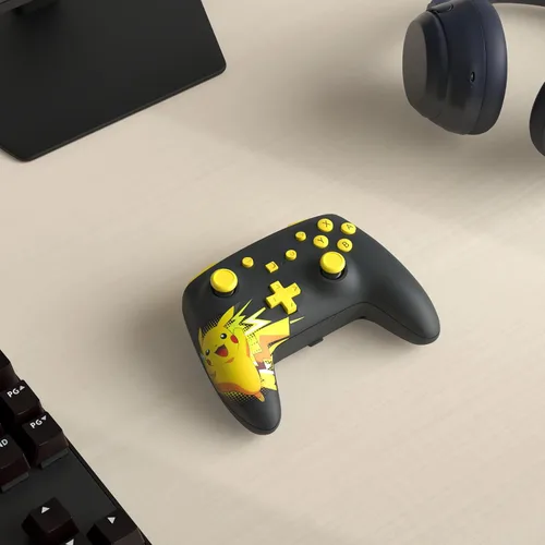 Vista 2 de PowerA Wireless Nintendo Switch Controller - Pikachu Ecstatic, AA Battery Powered (Battery Included), Nintendo Switch Pro Controller, Mappable