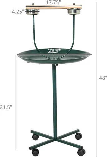 Vista 7 de Pawhut 49" Bird Play Stand w/Ruedas - Verde