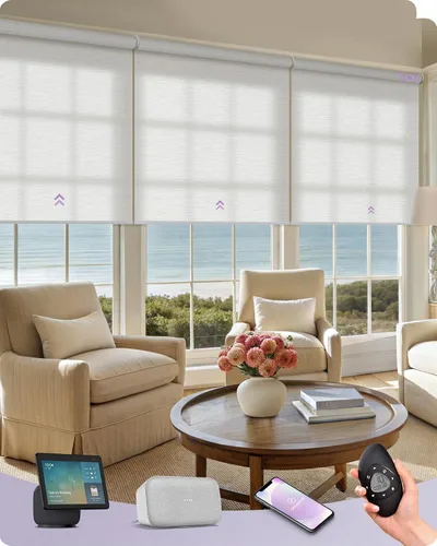 Vista 38 de Graywind Persianas enrollables inteligentes acopladas compatibles con Alexa Google, tamaño personalizado extra grande, persianas motorizadas