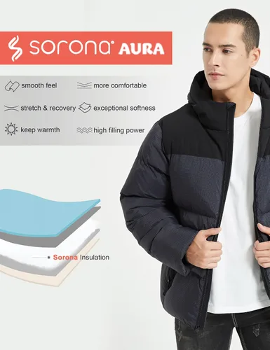 Vista 3 de Bakery Chaqueta acolchada para hombre con capucha, impermeable, acolchada, gruesa y cálida, abrigo de invierno aislado, chaqueta de esquí