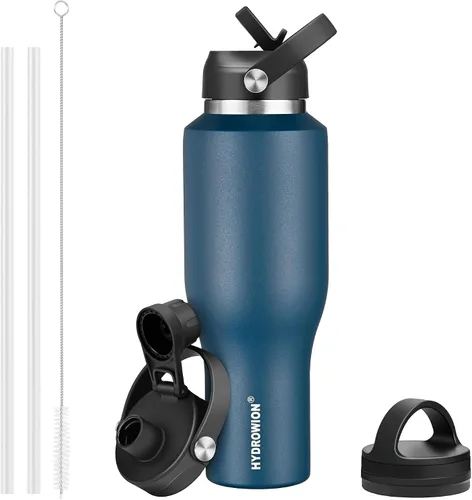 Vista 40 de HYDROWION Botella de agua aislada de 32 onzas, soporte para botella de agua para automóvil, botella de viaje aislada al vacío de doble pared