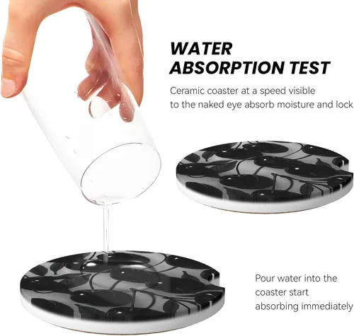 Vista 4 de Posavasos absorbentes para portavasos de automóvil, paquete de 2 posavasos universales antideslizantes de cerámica para mujeres y hombres de 2.56