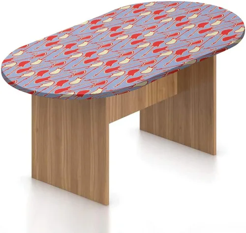 Vista 9 de Mantel ovalado ajustable de poliéster elástico para guitarra, instrumento dibujado a mano, tema de rock and roll, mantel ajustable con estampado