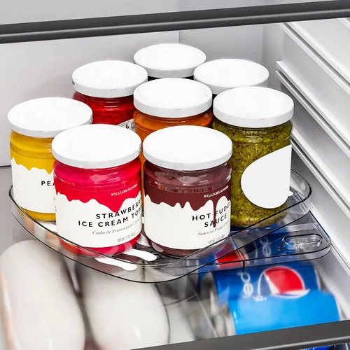 Vista 4 de Yieach Plato giratorio Lazy Susan para refrigerador transparente, 11.9 x 10.2 pulgadas, organizador cuadrado para nevera, bandeja giratoria grande