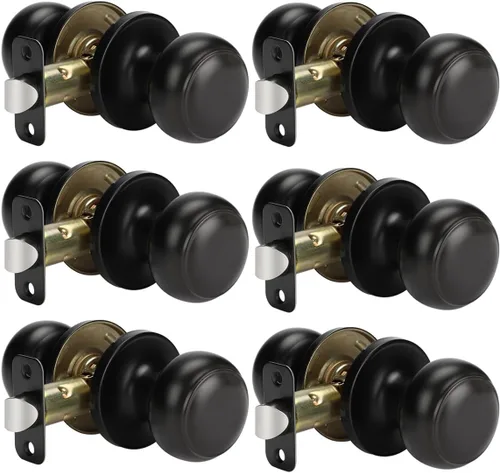Vista 58 de Goldenwarm Pomos de puerta de paso de bronce champán, 1 paquete de pomos para puerta de armario interior, juego de perillas de puerta de paso