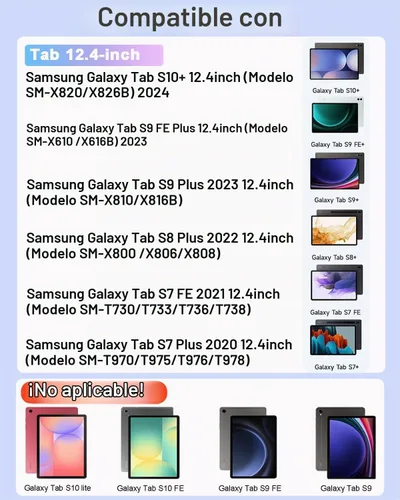 Vista 2 de EAMPANG Funda con teclado Trackpad Mouse para Samsung Galaxy Tab S10+ Plus/S9 FE+ Plus/S9+ Plus/S8+ Plus/S7 FE/S7+ Plus 12.4 pulgadas, Smart