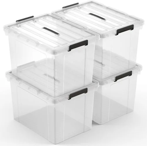 Vista 9 de Lifetime Appliance Parts paquete de 6 contenedores organizadores de almacenamiento de plástico de 34 cuartos de galón con tapa ultra duradera