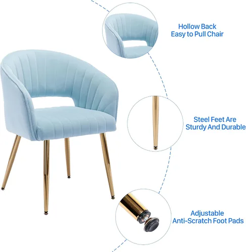 Vista 7 de KCC Silla de Escritorio Moderna de Terciopelo Sillón de Acento Tapizado Sillas Copetudas Sillas de Comedor, Sillas de Tocador Copetudas Silla