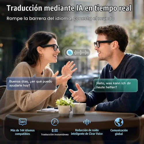 Vista 6 de Gafas inteligentes AI de 32 GB, video EIS y foto de 8 MP, lentes