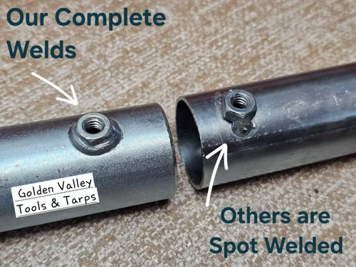 Vista 2 de Golden Valley Tools & Tarps 10 accesorios de toldo corto de 1 5/8 pulgadas (FWFP). Se adapta a tuberías de poste de línea de esgrima de eslabones