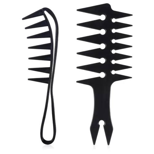 Vista 9 de 2 peines de dientes grandes, peine para cepillar rizos de dientes anchos, cepillo de pelo rizado de plástico duradero para mujeres, herramientas