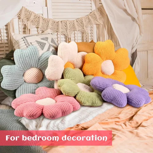 Vista 6 de Drydiet 6 Piezas Almohadas con Forma de Flor Margaritas Almohadas de Piso Cojines de Asiento con Forma de Flor de 15 Pulgadas para Leer Sofá Sillón