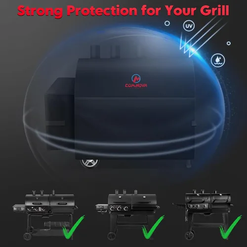 Vista 4 de Comnova Cubierta de Parrilla para Char Griller de 3 Quemadores de Combustible Dual – Cubierta de Ahumador 600D para Char Griller, Cubierta