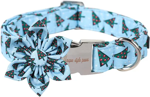 Vista 20 de Collar de perro de Halloween de estilo único con arco de flores de Unique Style Paws, collar de calabaza de algodón para perros pequeños, medianos