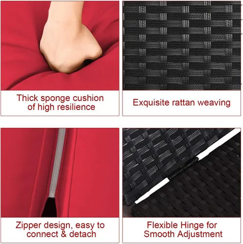 Vista 9 de COSTWAY Cojín ajustable para silla de salón de ratán para 2 personas