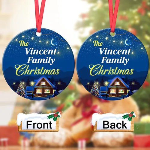 Vista 2 de Adornos de Navidad personalizados para la familia 2023, personaliza tus propios adornos de apellido para Navidad, decoración de árbol colgante