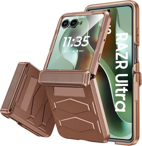 Vista 37 de Vizvera para Motorola Razr 2024 - Funda con tapa con bisagra, protector de pantalla incorporado, a prueba de golpes, funda todo en uno para Negro