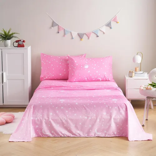 Vista 29 de JSD - Juego de sábanas de 3 piezas para niños, tamaño individual Soft Printed Microfiber Sheet and Pillowcase Set, OEKO-TEX Certified, 16 inch Deep
