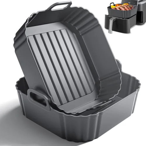 Vista 10 de Forros Cuadrados de Silicona para Freidora de Aire de 8.5 Pulgadas, Paquete de 2, Forros Reutilizables para Canasta de Freidora de Aire para Ninja