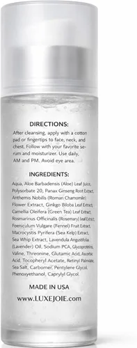 Vista 7 de LuxeJoie Tónico de gel hidratante para la cara – Aloe y tónico facial botánico para pieles sensibles, tónico facial hidratante ligero y no pegajoso
