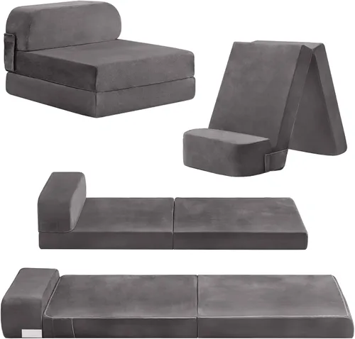 Vista 11 de Tiita Sofá cama plegable para niños, sofá cama plegable con funda extraíble, futón para niños, cama plegable para habitación de niños, sala