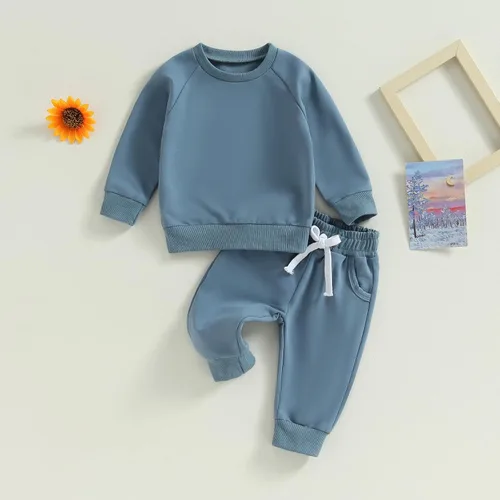 Vista 2 de ZAXARRA Conjunto de 2 piezas de sudadera de manga larga con cuello redondo y pantalones largos para bebé niño