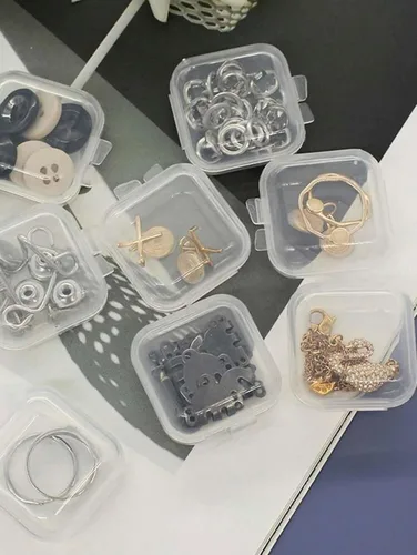Vista 6 de 10pcs mini caja de almacenamiento de joyería transparente, multifuncional, portátil