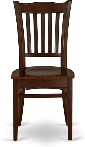 Vista 6 de East West Furniture ANGR3-MAH-W - Juego de comedor de 3 piezas para espacios pequeños que contiene una mesa de comedor redonda con pedestal y 2